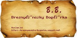Breznyánszky Bogárka névjegykártya